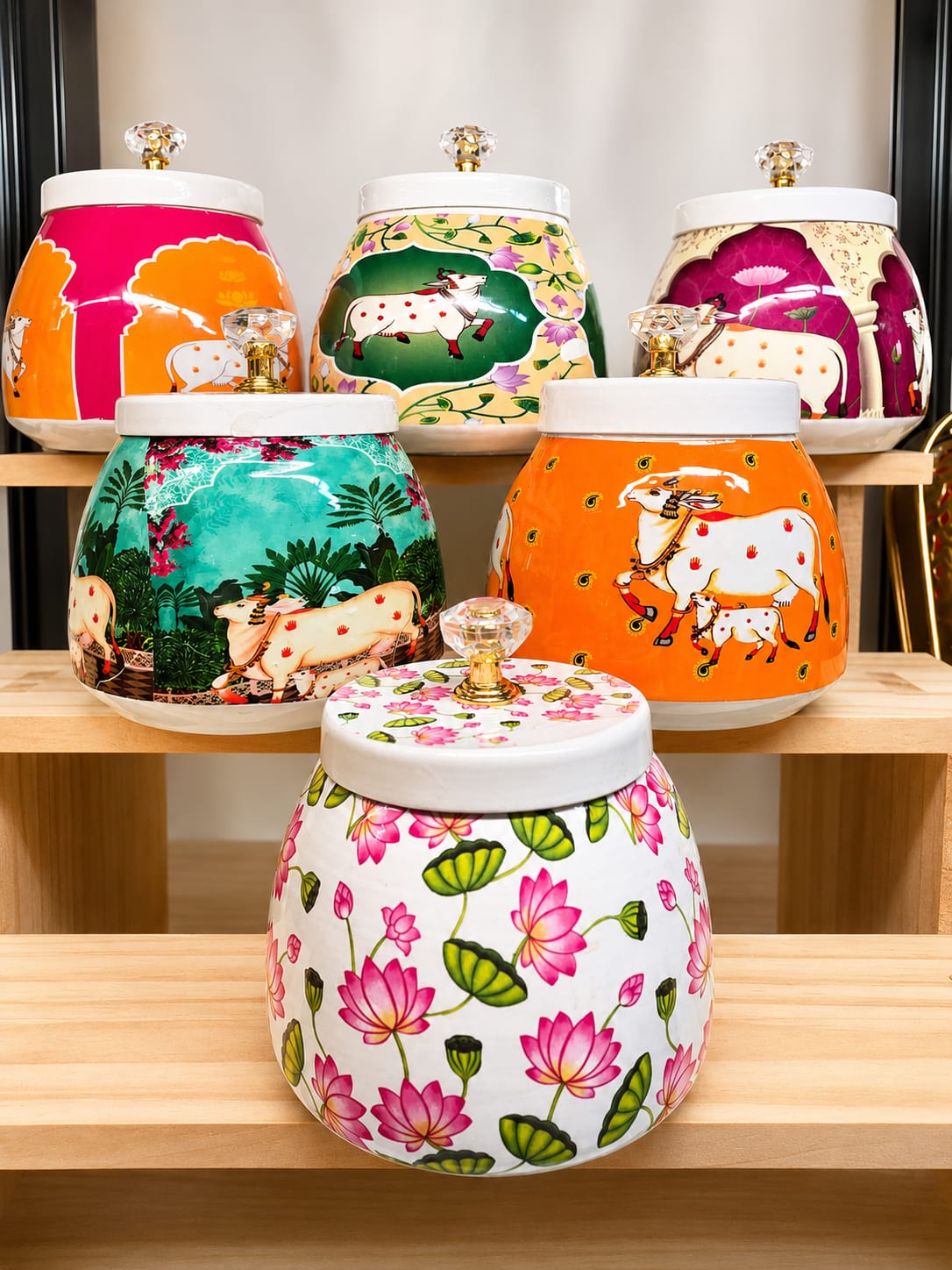 Colourful Printed Metal Jars